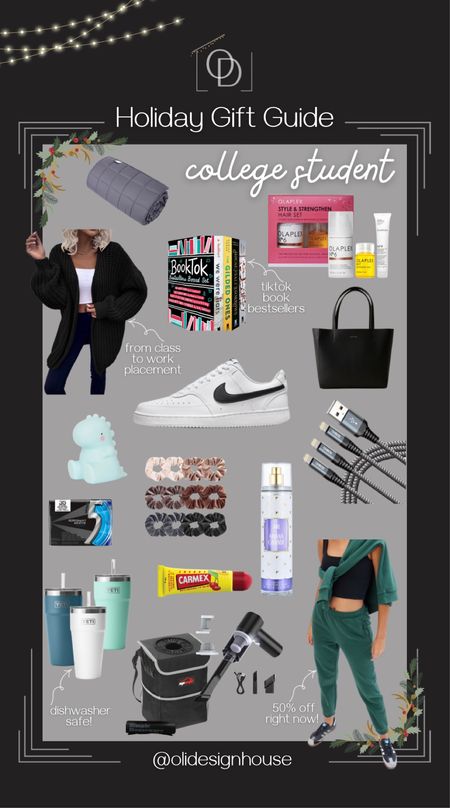 This gift guide was sourced by students, for students! Teens and college students are one of the hardest age groups to buy for I think…and my thoughts were confirmed when I did a poll on IG. So I polled my college aged nieces and these are the popular items that are on their wish lists! Trending gen z wish list items include Nike shoes, oversized knit cardigans, old school comfy sweatpants, Ari by Ariana Grande body mist, car trash can and mini vacuum to keep their space clean, the best selling booktok book collection, an oversized tote for all their books and laptop, hair care, a cooling weighted blanket, the new yeti stackable rambler with straw top, scrunches and 10 foot long chargers  

#LTKHoliday #LTKGiftGuide #LTKunder50