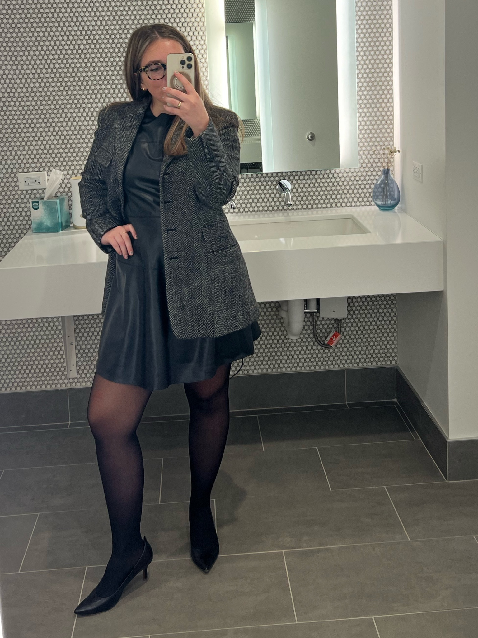 Monday work outfit. Business casual + business professional with a leather dress and fun oversized blazer. Plus my favorite black heels! 👠 

#LTKshoecrush #LTKstyletip #LTKSeasonal