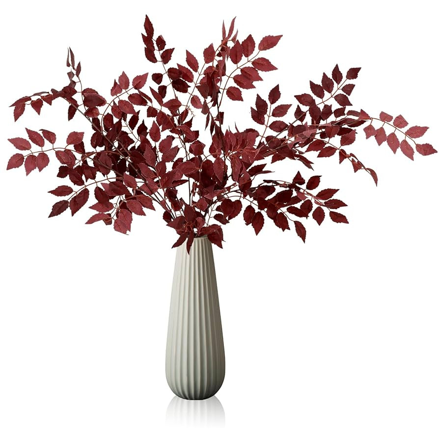 4 Pack Fall Cimicifuga Branch Artificial Faux Plum Cimicifuga Ramosa Leaves Stem Silk Plant Faux ... | Amazon (US)