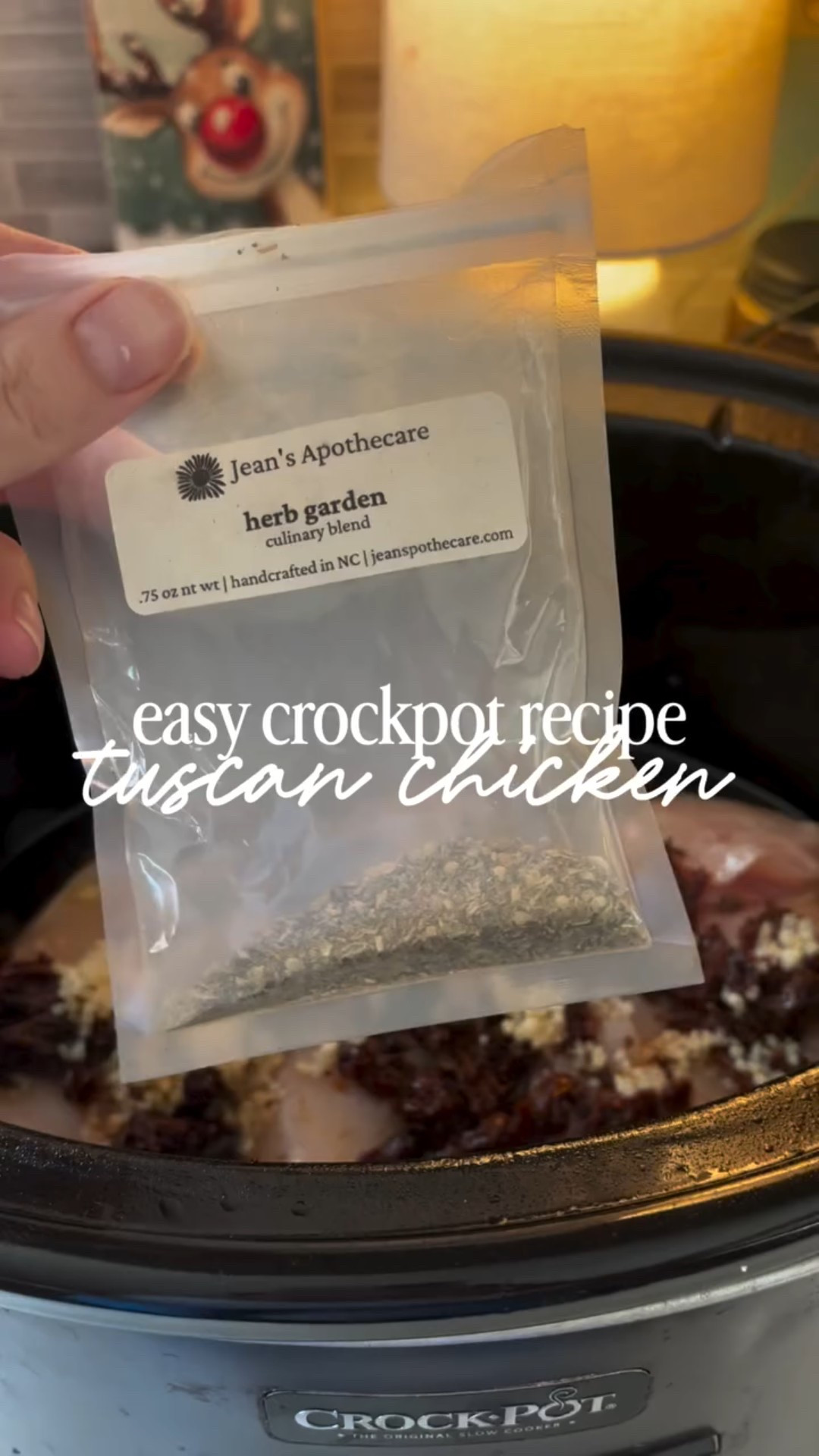 Recipe ⬇️ 

4lbs chicken
1/4 cup water or chicken broth
2 tbsp @jeansapothecare herb seasoning 
1 tbsp garlic 
1 container sun dried tomatoes
1 block Boursin garlic herb 

Cook on high for 4 hours or low for 8. Shred. Add cheese block and mix in, cook for another 15-30 mins until the cheese is melted and yummy. Serve with your favorite pasta and veggie! 👌🏼

#crockpotrecipe #recipe #easydinner #sundaydinner #dinneridea