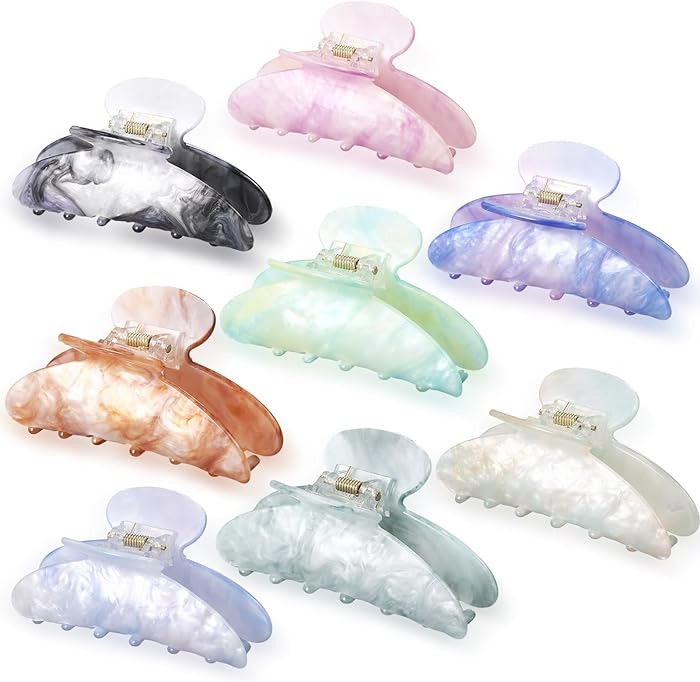 8 Pcs Large Acrylic Hair Claw Clips for Women Non-slip Strong Hold Jaw Clamps for Thick Thin Hair... | Amazon (US)