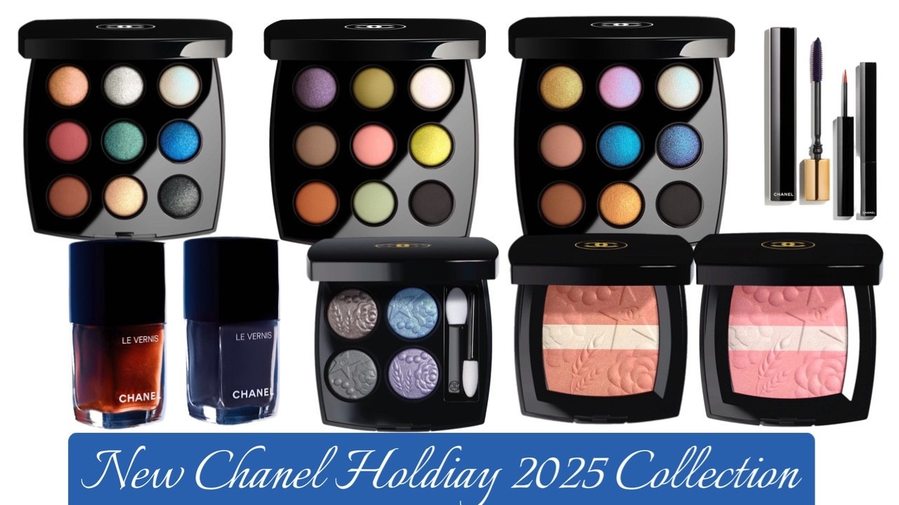 New Chanel Holiday 2025 Collection is now available on the site.  It contains 3 9 pan Shadows of various colors. A Winter 4 pan shadow. 2 blush illuminating palettes. Two nail polishes in grey plum and bronze Amber. Two liners in red and orange. Mascara in a dark plum shade🌲🎄Chris

#LTKSeasonal #LTKOver40 #LTKBeauty