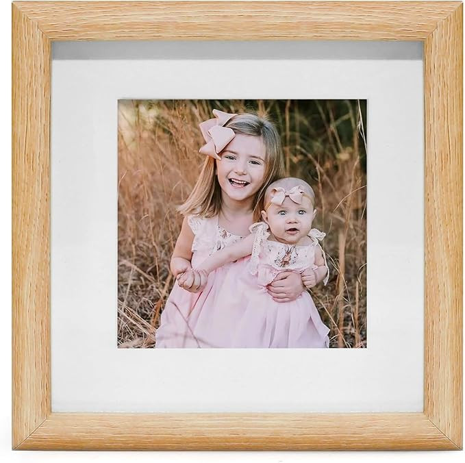 6x6 Picture Frame, Solid Wood Picture Frames, Hard Wood Frame with Tempered Real Glass, Rustic Wo... | Amazon (US)