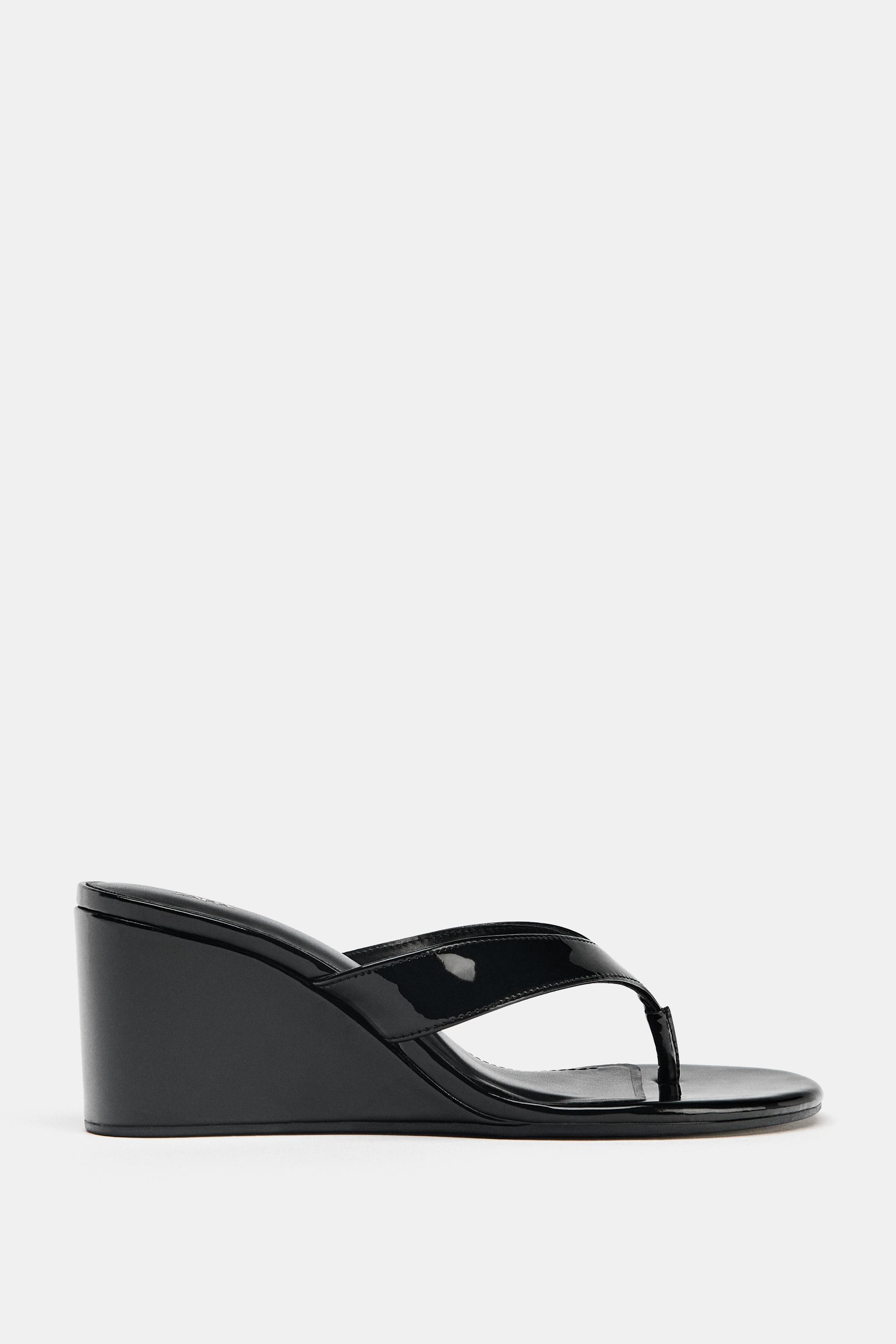 PATENT-EFFECT WEDGE SANDALS | Zara AU