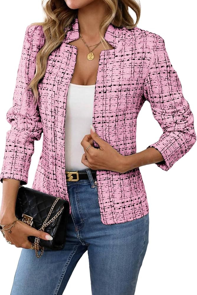 ELLEVEN Womens' Tweed Blazer Long Sleeve Jacket Notch Collar Fully Lined Casual Business Trendy E... | Amazon (CA)