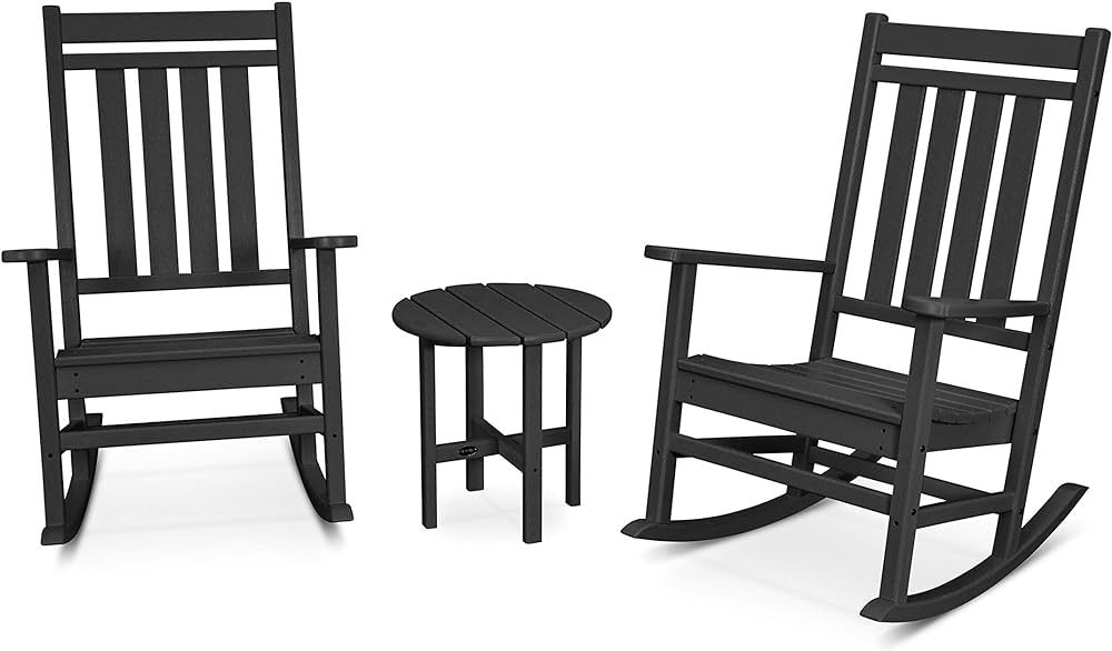 POLYWOOD® Estate 3-Piece Rocking Chair Set, Black | Amazon (US)