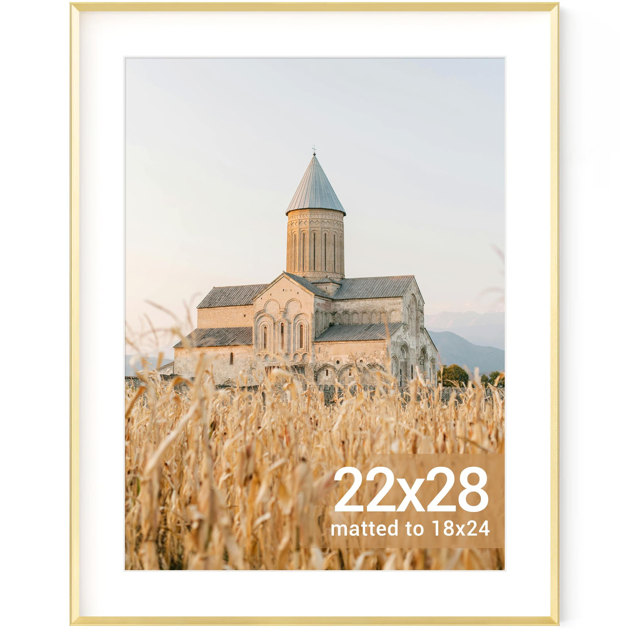 Fun Memories 22x28 Picture Frame Gold, Aluminum Picture Frames 22 x 28 Inch with Mat & Real Glass... | Amazon (US)