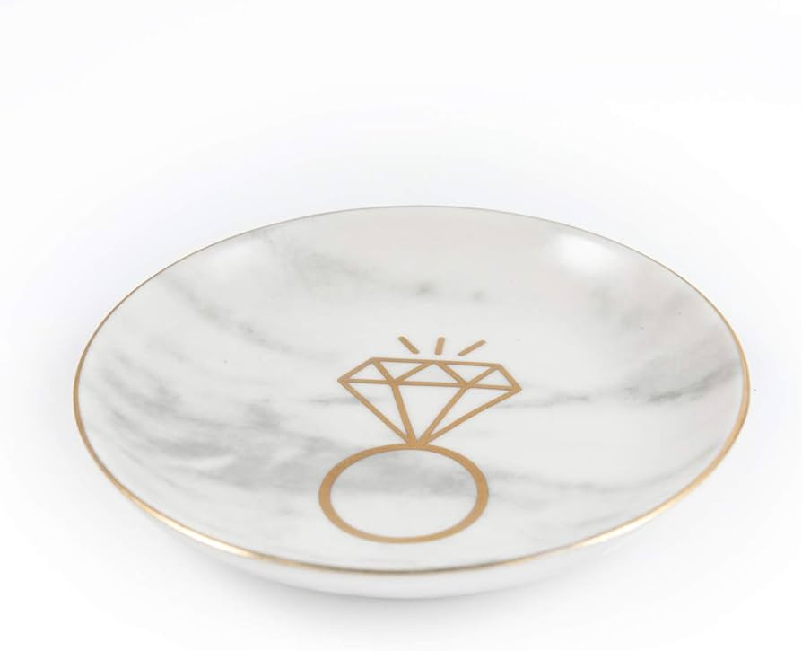 Marble Ceramic Ring Dish - Engagement Gifts for Her, Jewelry Dish Ring Holder Jewelry Organizer w... | Amazon (US)