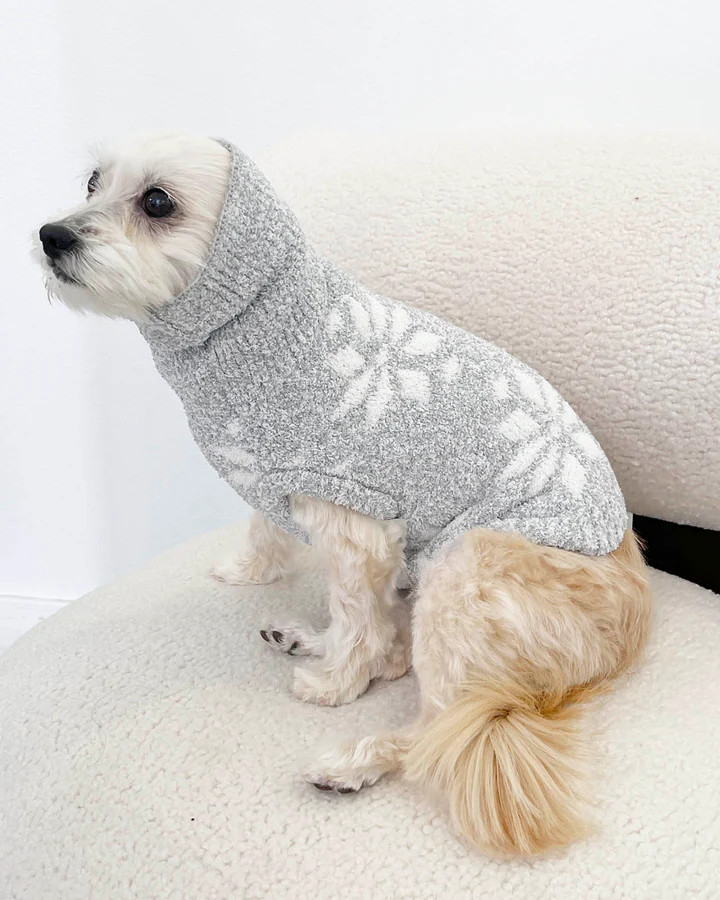 Grey Snowflake Fuzzy Pet Sweater | Splendid