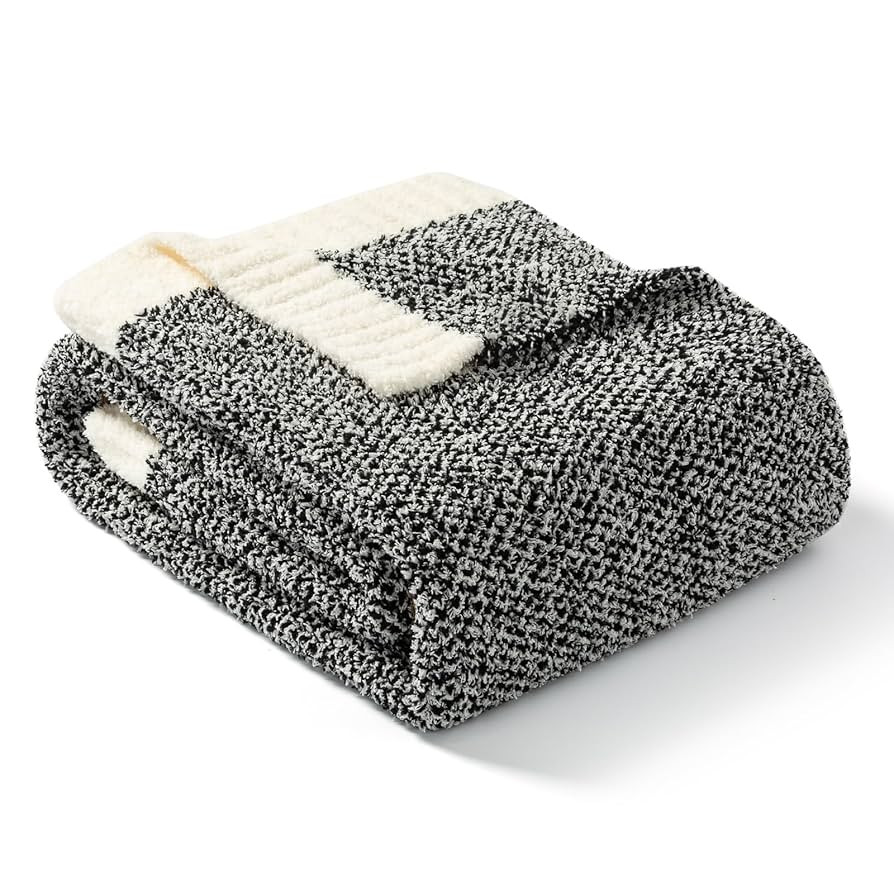 Snuggle Sac Heather Black Throw Blanket for Couch, Reversible Super Soft Micorfiber Blankets Dupe... | Amazon (US)