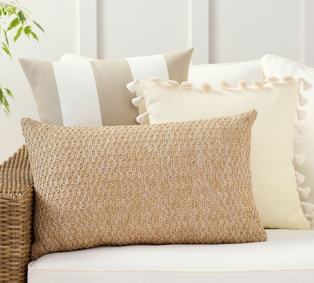Simple Stripes Natural Indoor/Outdoor Pillow Set | Pottery Barn (US)