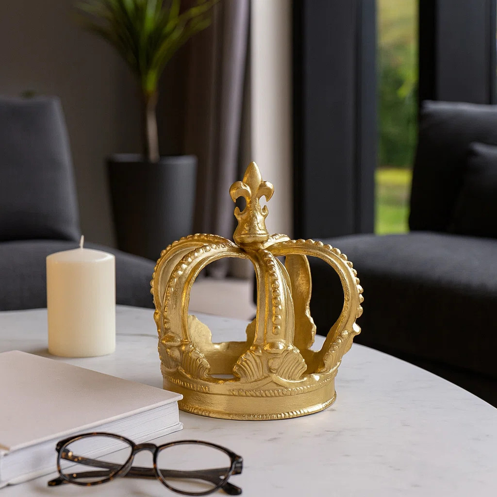 Decorative Metal Crown Sculpture for Tabletop Decor - Luxurious Home Accent for Office, Entryway ... | Wayfair North America