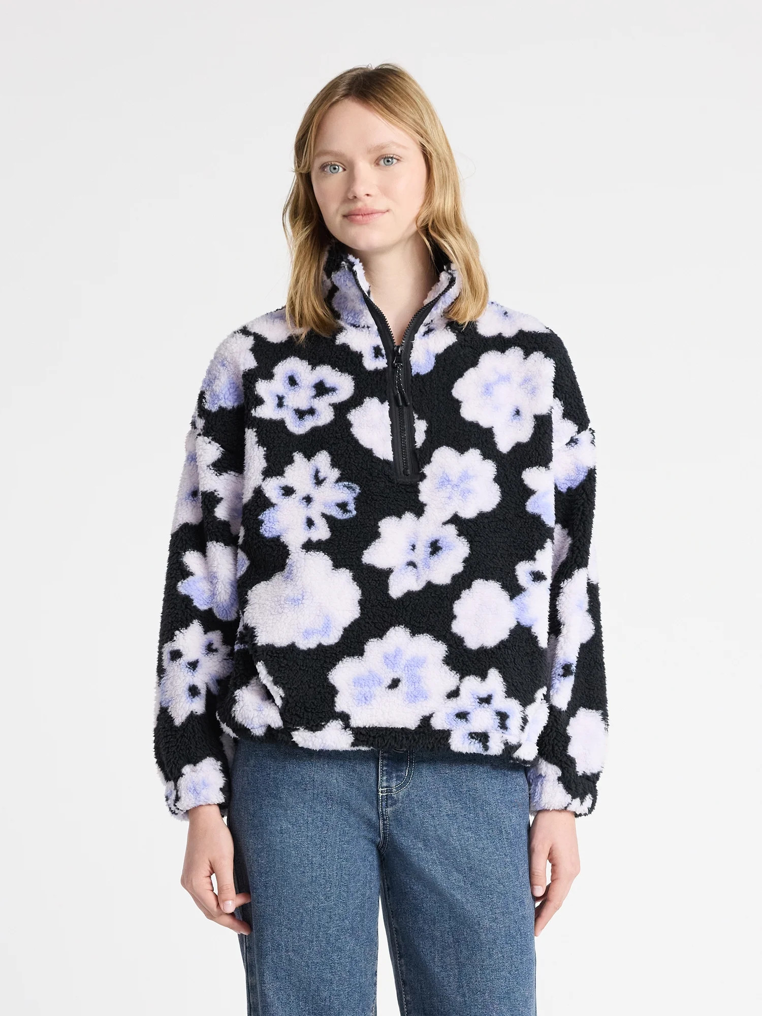 No Boundaries Plush Half-Zip Pullover, Women's | Walmart (US)
