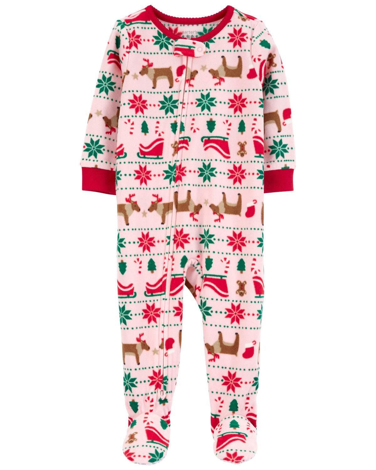 Pink Baby 1-Piece Fair Isle Fleece Footie Pajamas | carters.com | Carter's