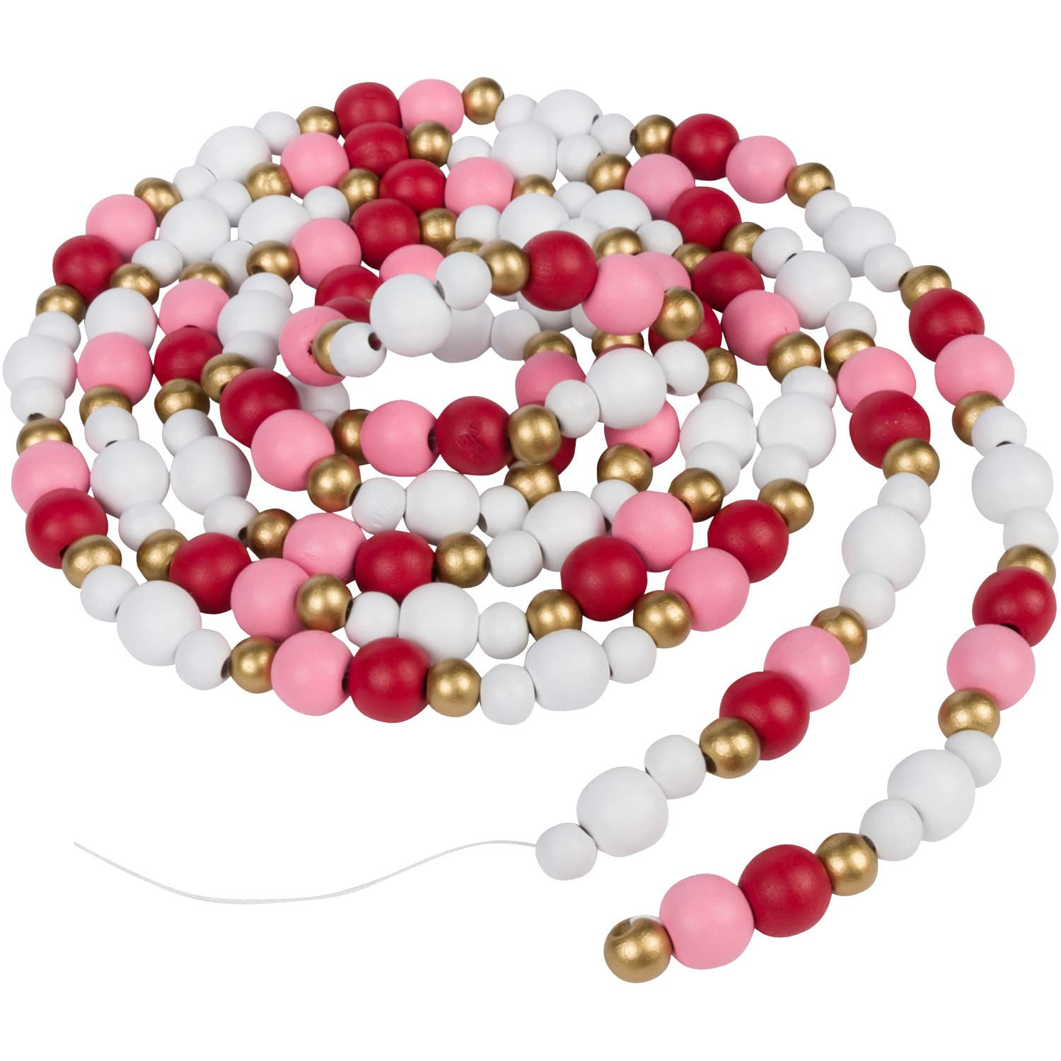 One Holiday Way 9-Foot Rustic Red, Pink, White and Gold Wood Bead Garland Christmas Tree Decorati... | Amazon (US)