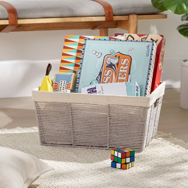 17" x 12" x 8" Large Woven Twisted Paper Rope Tapered Basket Gray - Brightroom™ | Target