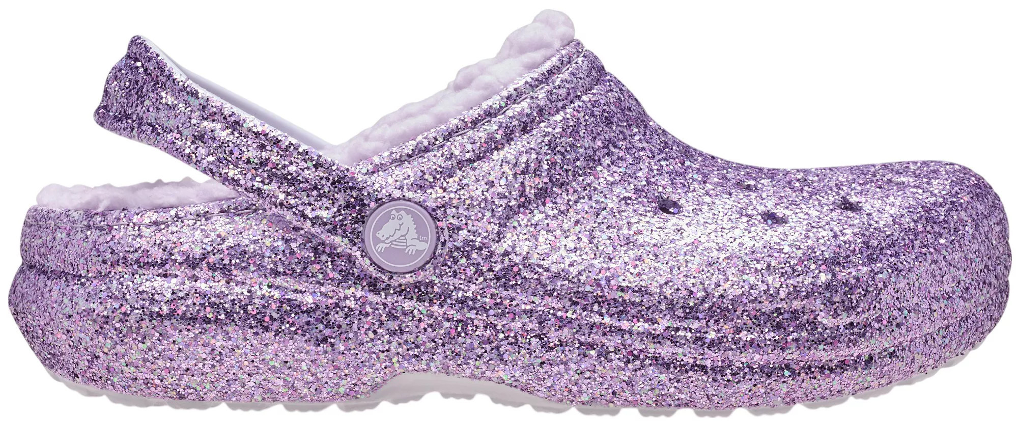 Crocs Kids Glitter Lined Chunky Clog, Size 3, Purple Moon | DICK'S Sporting Goods