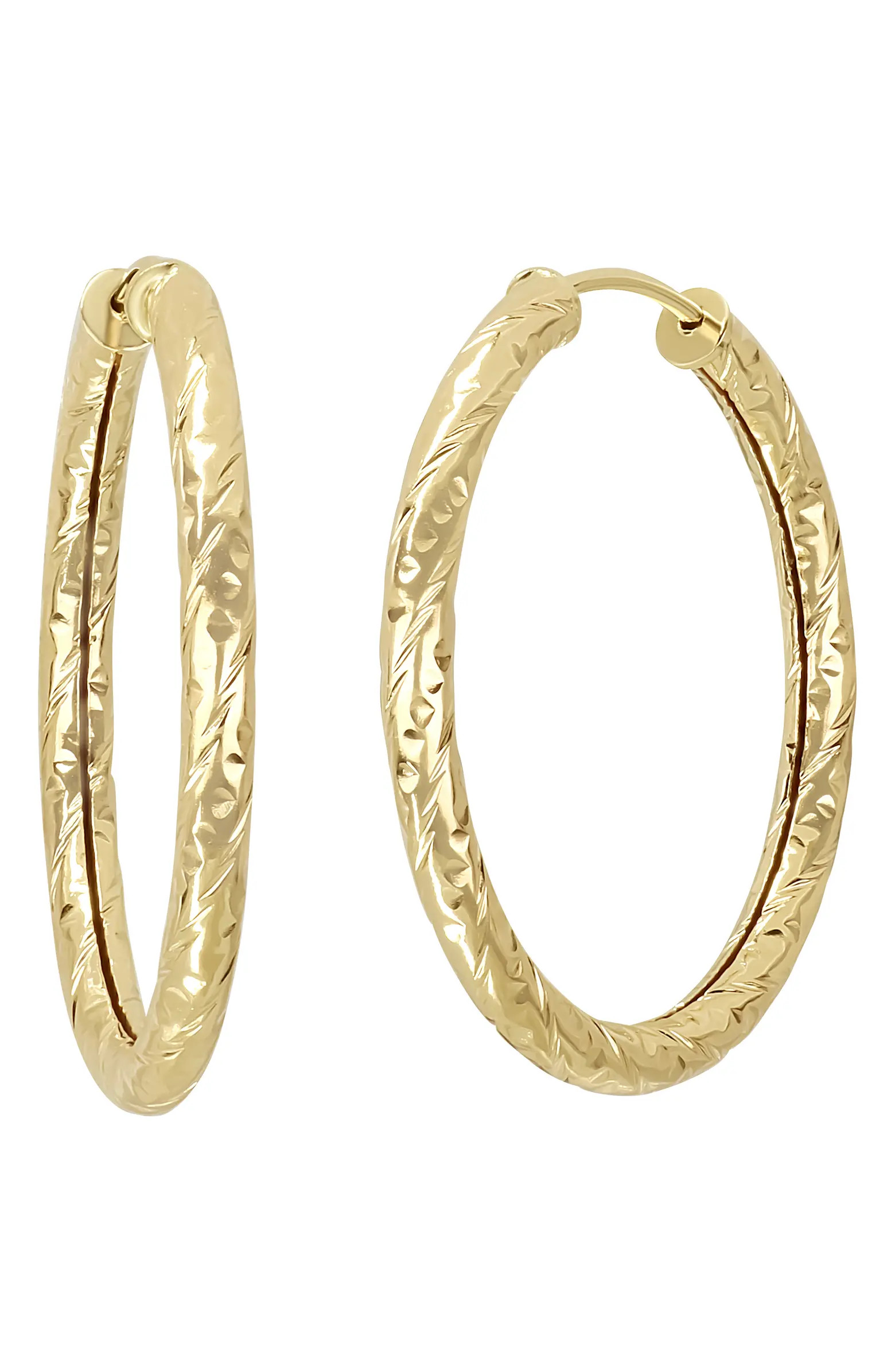 14K Gold Textured Hoop Earrings | Nordstrom