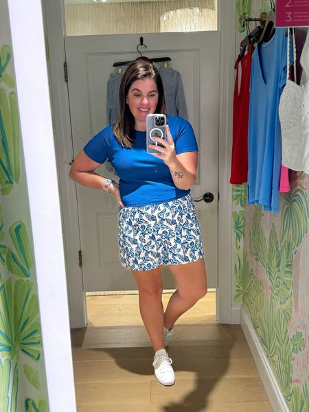 A little blue and white look, that is not only perfect for the 4th, but you can also wear it all summer long! The tee and the shorts both run TTS and they are so cute and comfy! 

#LTKFindsUnder100 #LTKStyleTip #LTKMidsize