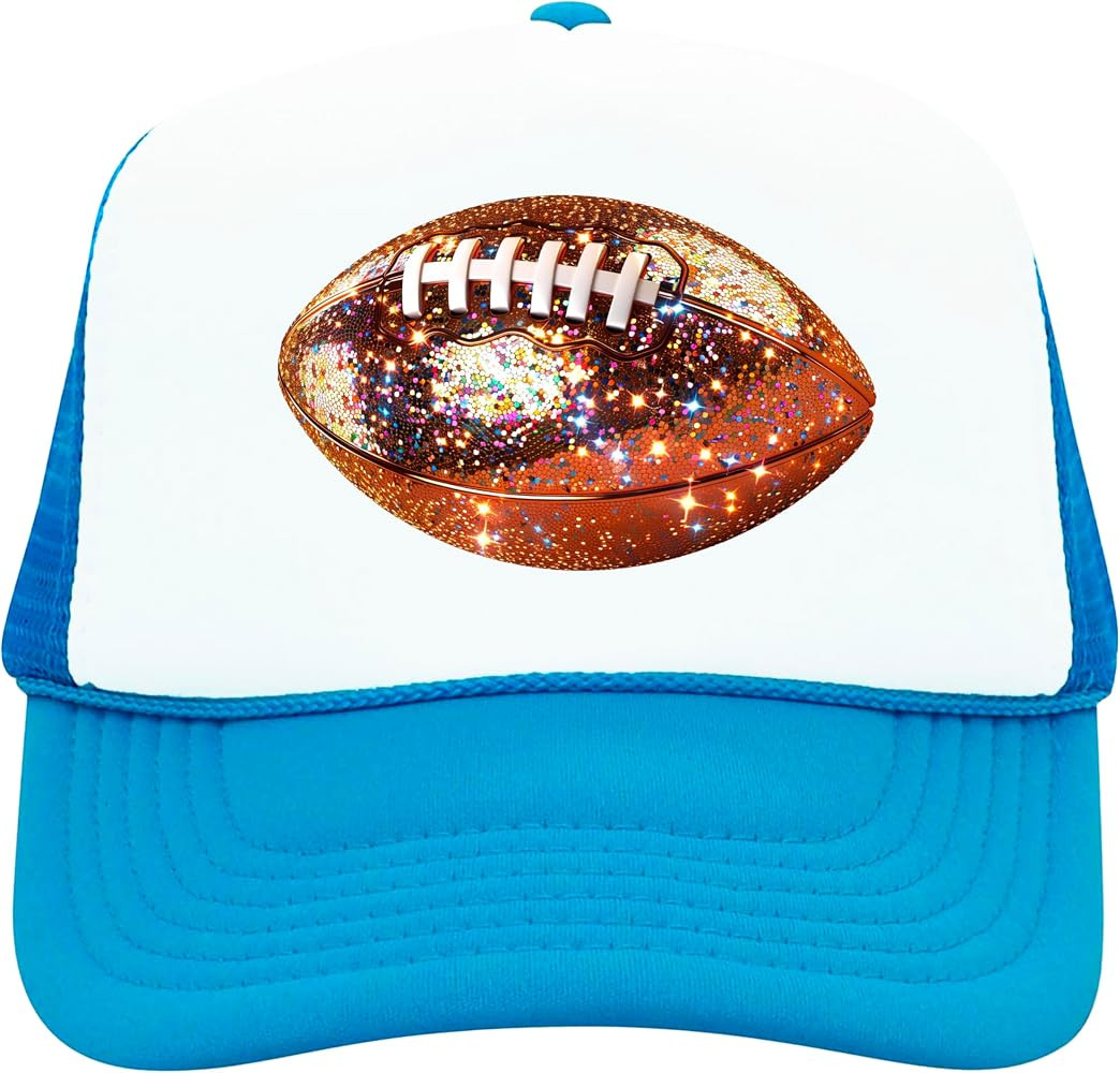 Glitter Football Trucker Hat for Women and Teens Classic 5 Panel Mesh Snap Back | Amazon (US)