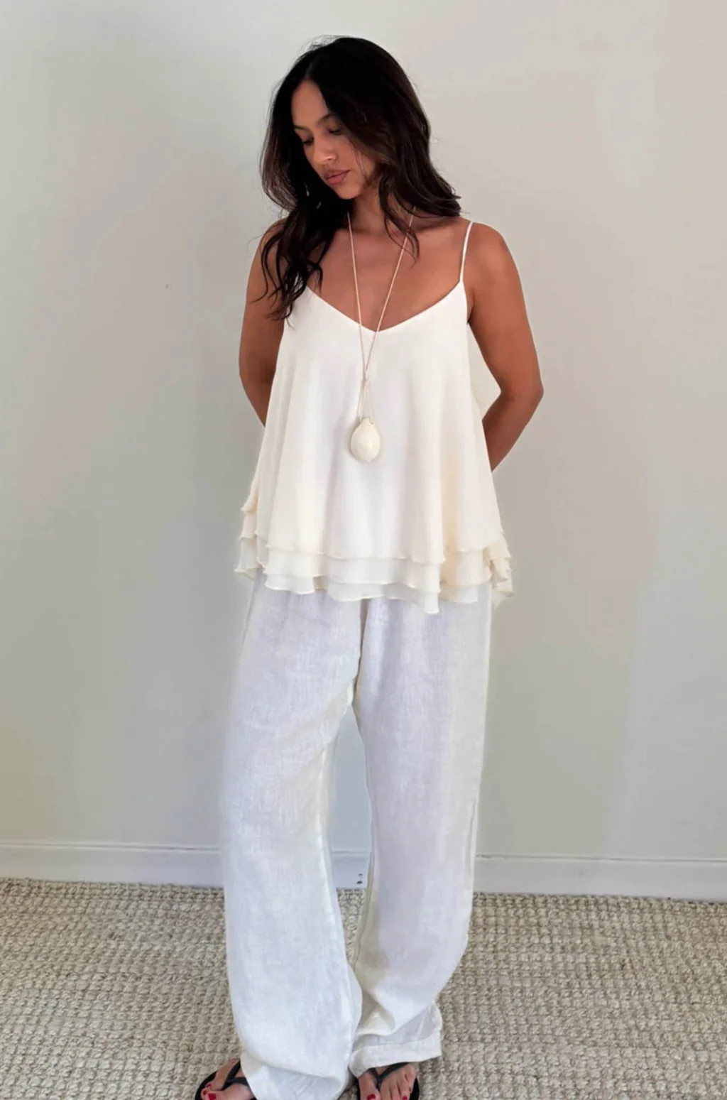 Tiered V-Neck Tank Top | amandenimes