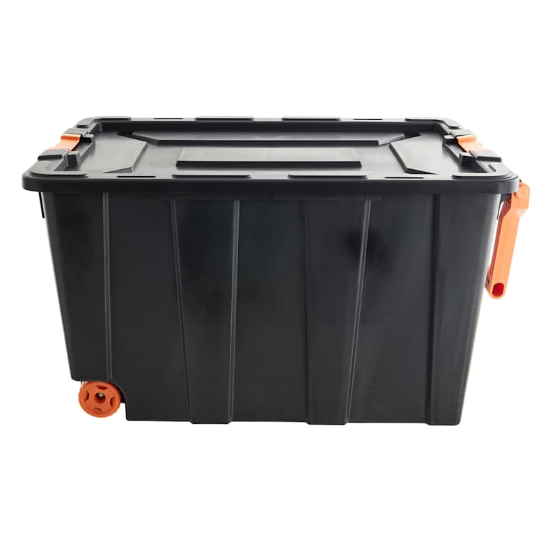 Black Wheeled Heavy Duty Halloween Storage Tote, 120L | At Home