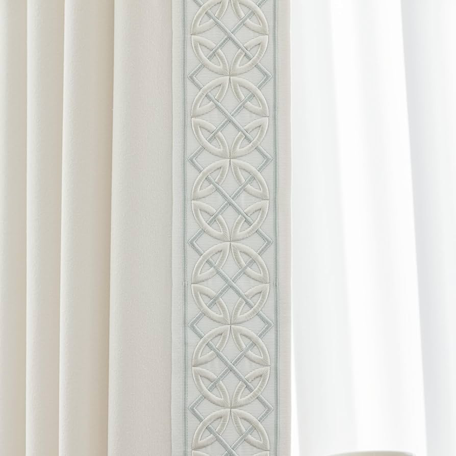 VisionaryHomeDesign Pinch Pleated Curtains with Trim,White,50W X 96L | Amazon (US)