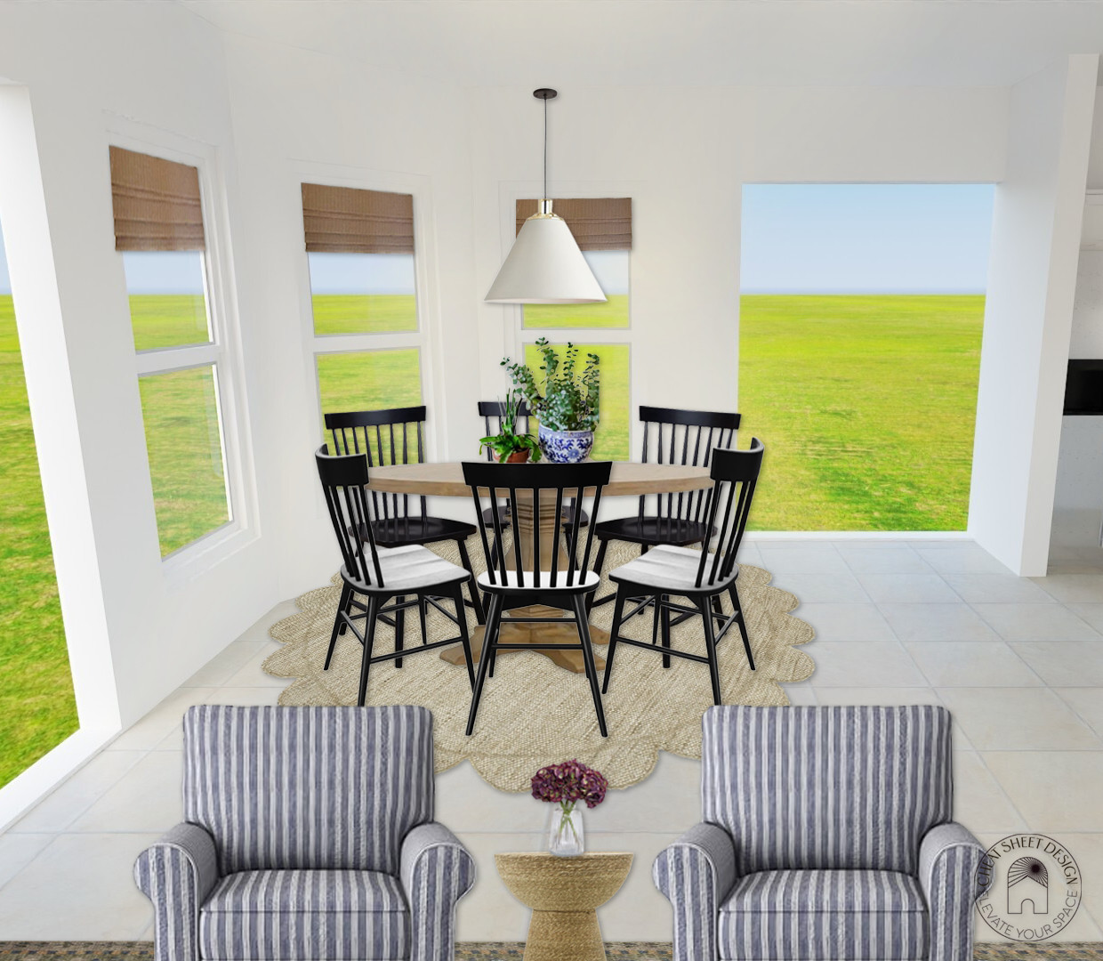 Nancy Meyers Inspired Breakfast Nook | Which statement pendant would you choose for the space? Matte cream, scalloped, or matte moss? 

 #LTKHome #LTKStyleTip #LTKFamily