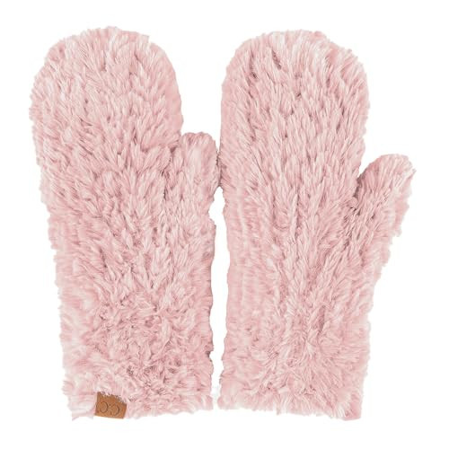 C.C Faux Fur Mitten For Women Unisex - Stretchable Soft Warm Cold weather Winter Gloves (Rose) | Amazon (US)