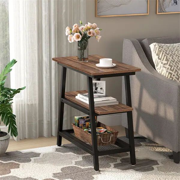 End Table, Side Table with 3-Tier Storage Shelf, - Overstock - 32874946 | Bed Bath & Beyond