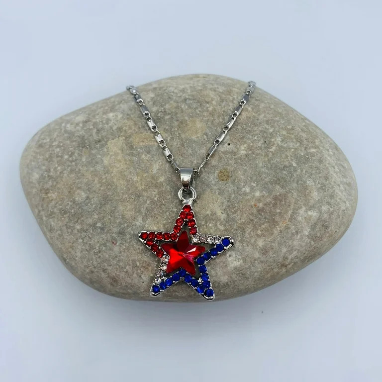 4th July Necklace - Memorial Day Accessories - July Accessories - USA Pendant (Red Stones Necklac... | Walmart (US)