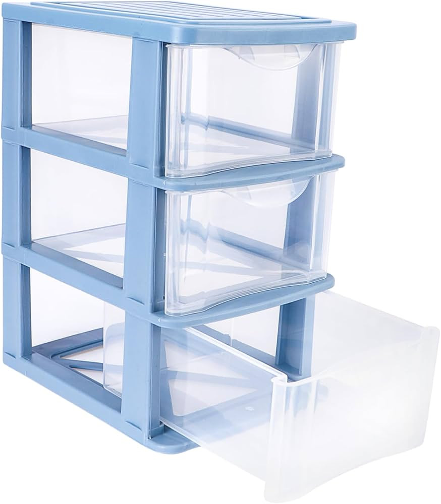 NUOBESTY Desktop Storage Drawer Cosmetic Makeup Organizer Plastic Drawer Organizer 3 Drawer Mini ... | Amazon (US)