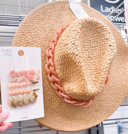 The cutest Pink Resin Link Fedora Hat with Matching Barrettes .. The hat is on sale for $11!! The off white is also so chic! 

I regret not getting them so will be ordering for pickup. 

Summer. Pool. Beach. Vacation Outfit. Walmart Fashion. 

#LTKStyleTip #LTKSeasonal #LTKFindsUnder50