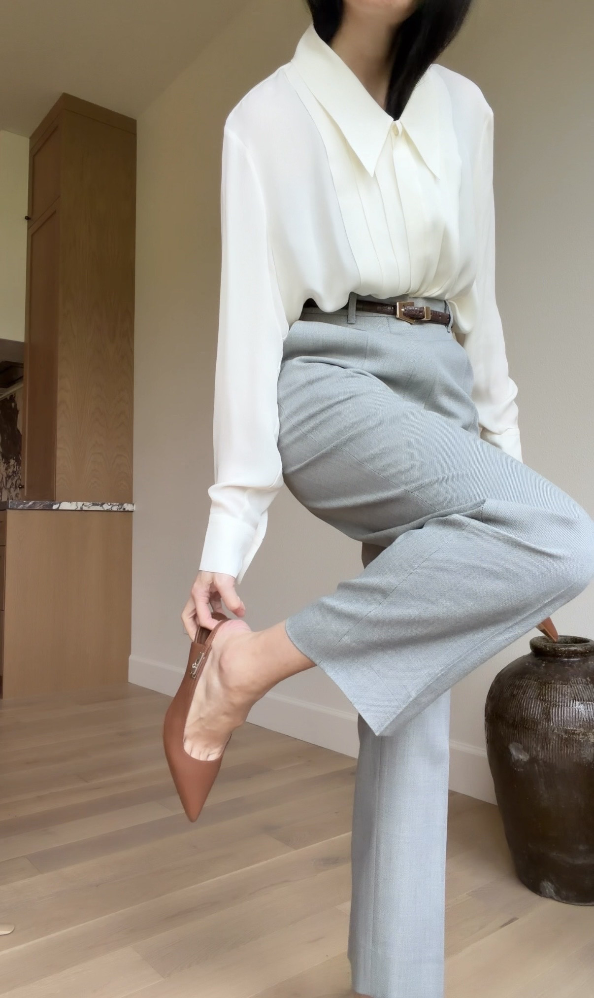 Mixing gray pants, brown belt, camel shoes, navy jacket, and black bag in a non traditional way. 

#classicstyle
#springoutfit
#workwear
#springstyle
#officeoutfit



#LTKSaleAlert #LTKSeasonal #LTKWorkwear