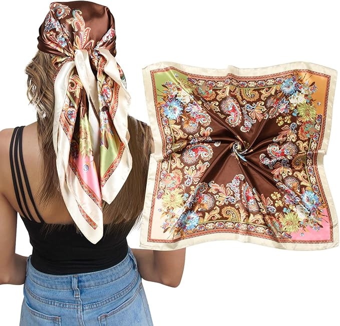 AWAYTR Satin Silk Scarf - Large Hair Bandana, Sleeping Wrap for Women | Amazon (US)