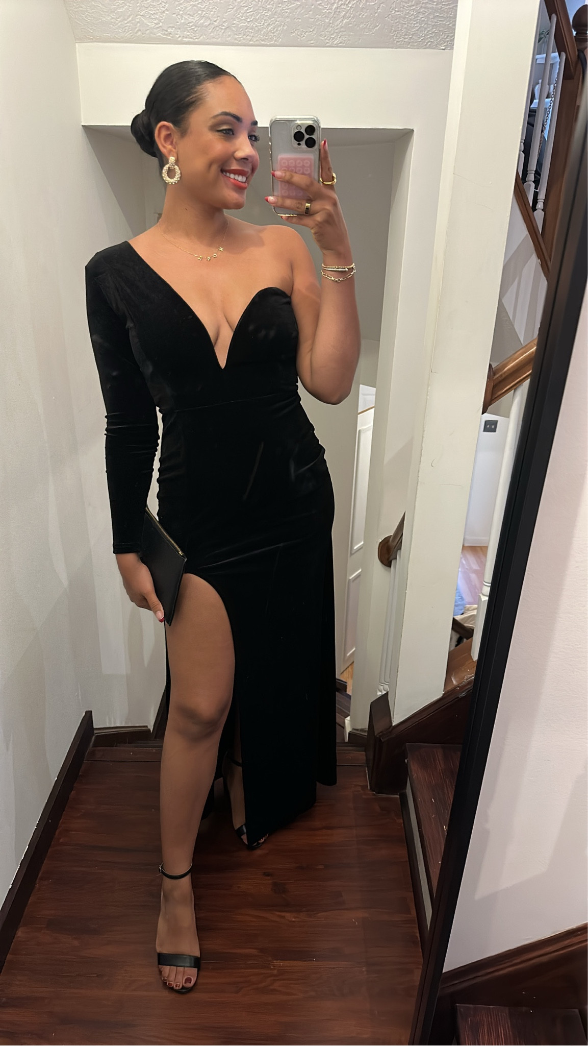 slim fit dress slacks Cheyenne Formal One-Shoulder Velvet Dress main image 1