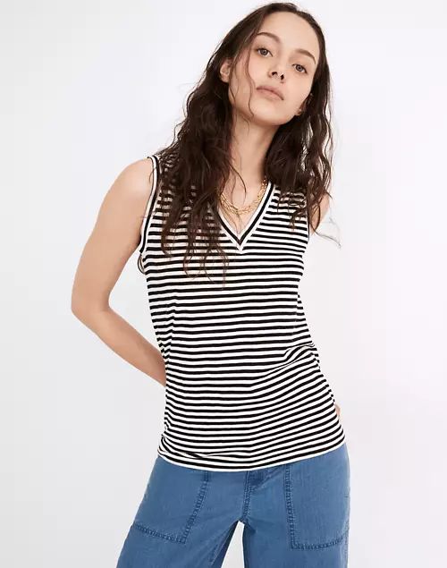 Whisper Cotton V-Neck Tank in Tierney Stripe | Madewell