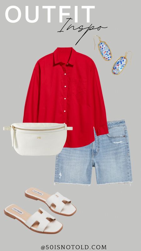 Memorial Day Outfit Inspo | Patriotic Outfit | Red, White & Blue | White Bum Bag | White Sandals | Star Earrings 

#LTKFestival #LTKStyleTip #LTKSeasonal
