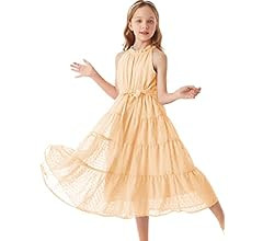 GRACE KARIN Girls Halter Neck Sleeveless Casual A-line Flowy Maxi Dress for 5-12 Years | Amazon (US)