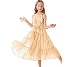 GRACE KARIN Girls Halter Neck Sleeveless Casual A-line Flowy Maxi Dress for 5-12 Years | Amazon (US)