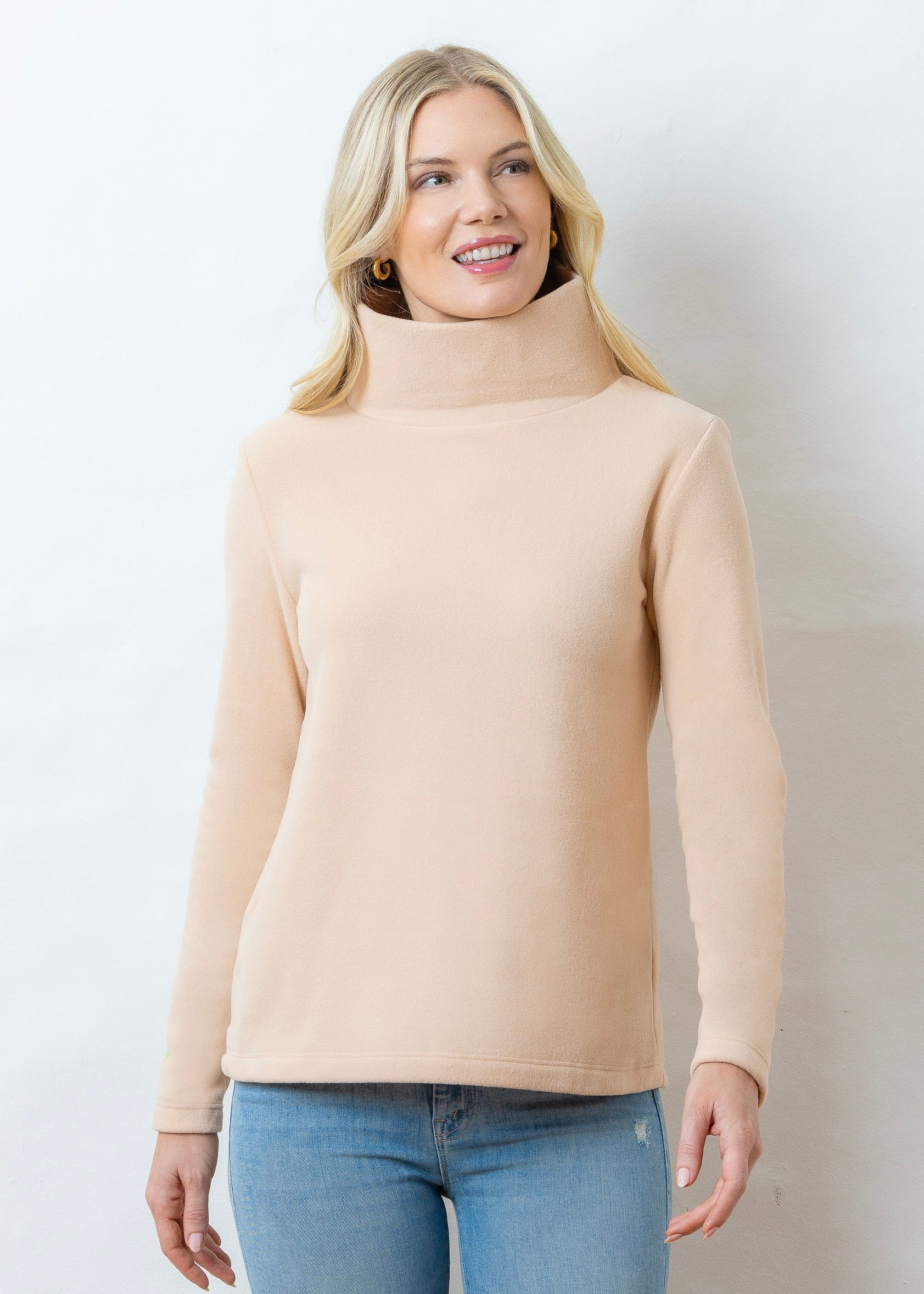 Greenpoint Turtleneck in Vello Fleece (Natural Blush) | Dudley Stephens