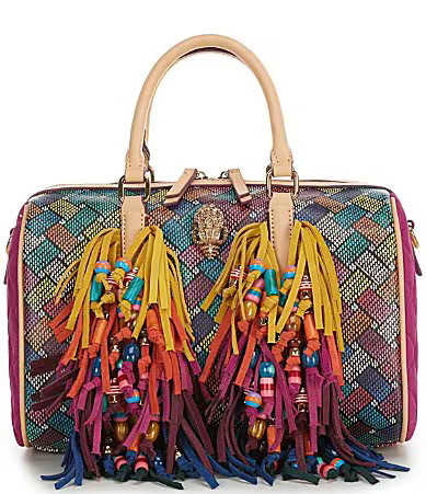 Kurt Geiger London Kensington Boston Rainbow Beaded Fringe Satchel Bag - Multi | Dillard's