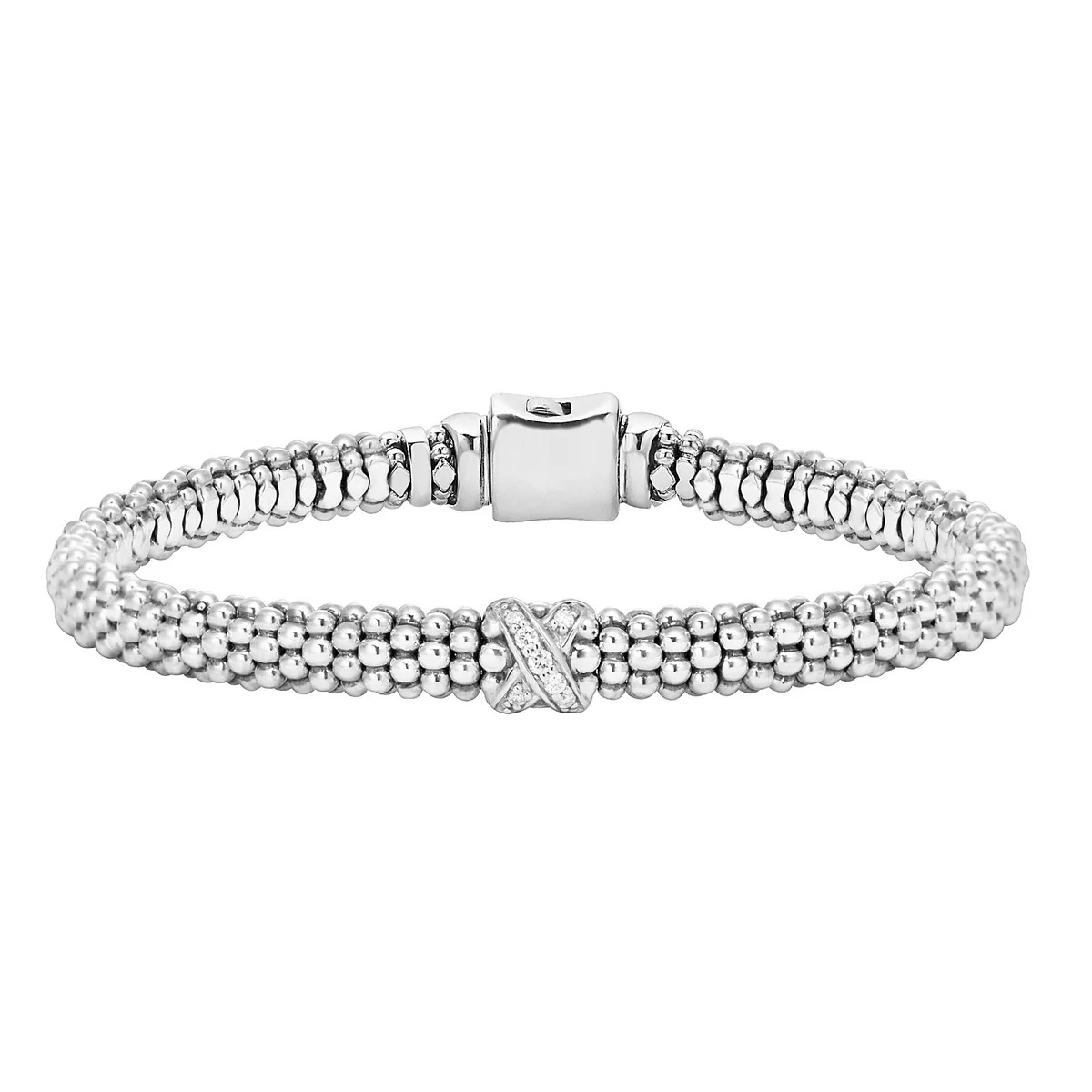 Embrace Single Station X Silver Diamond Bracelet | 6mm | LAGOS