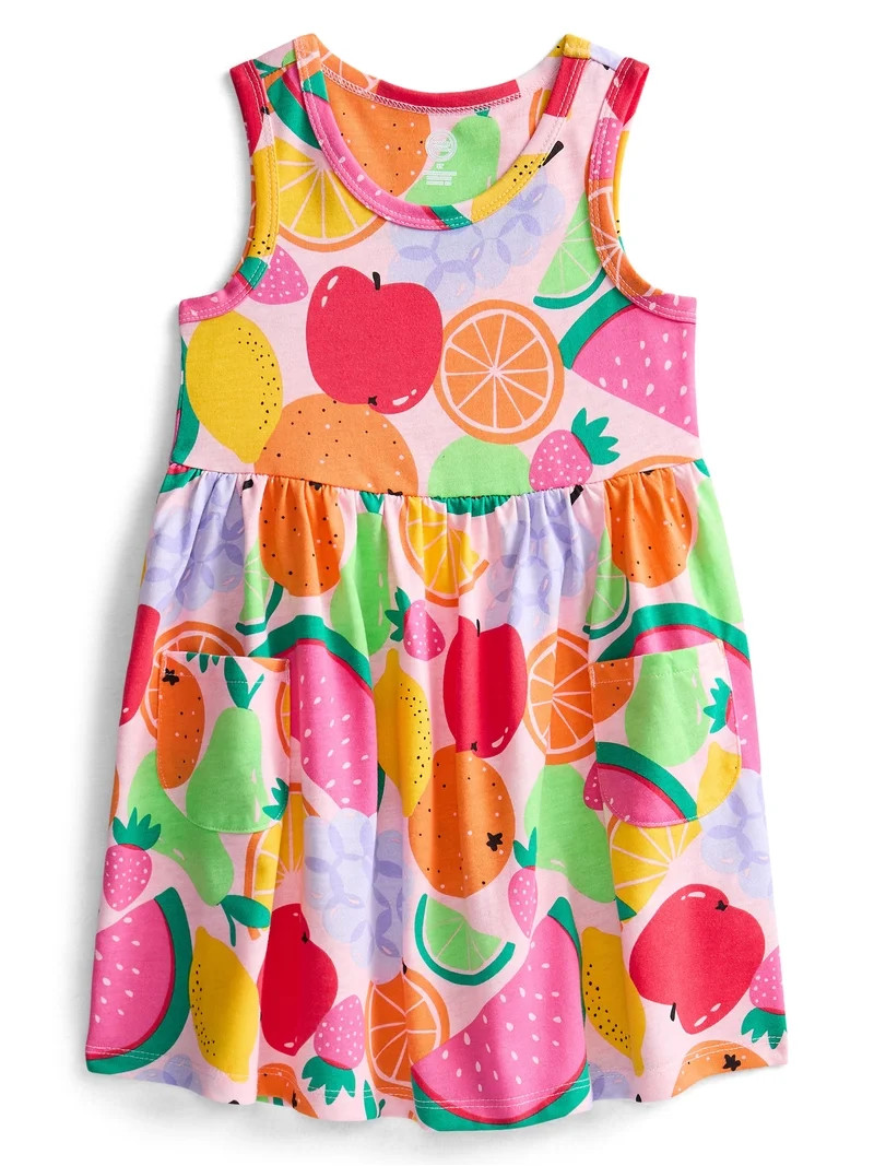 Wonder Nation Toddler Girls Sleeveless Knit Tank Play Dress, Sizes 12M–5T | Walmart (US)