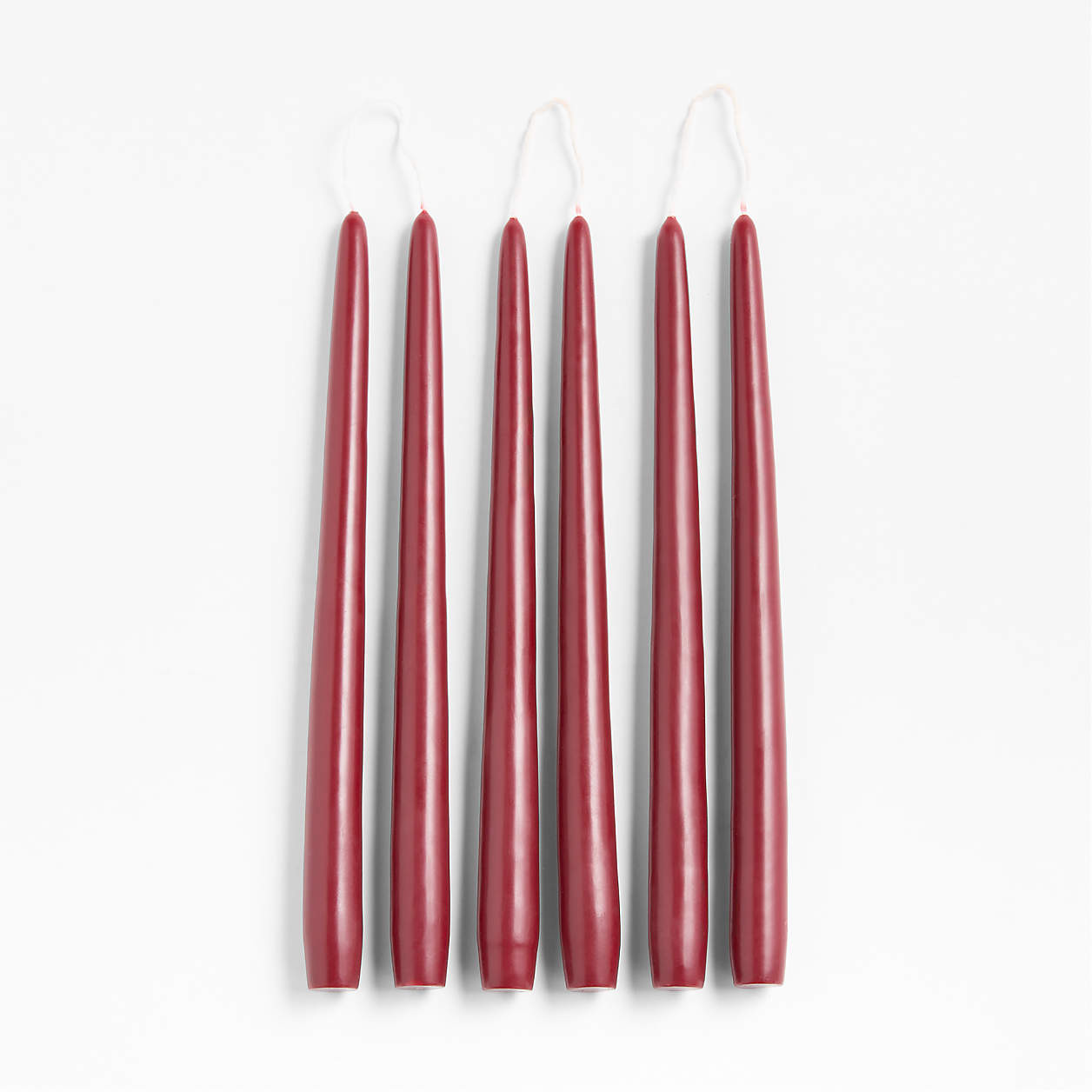 Dark Cranberry 12" Dipped Taper Candle, Set of 6 + Reviews | Crate & Barrel | Crate & Barrel
