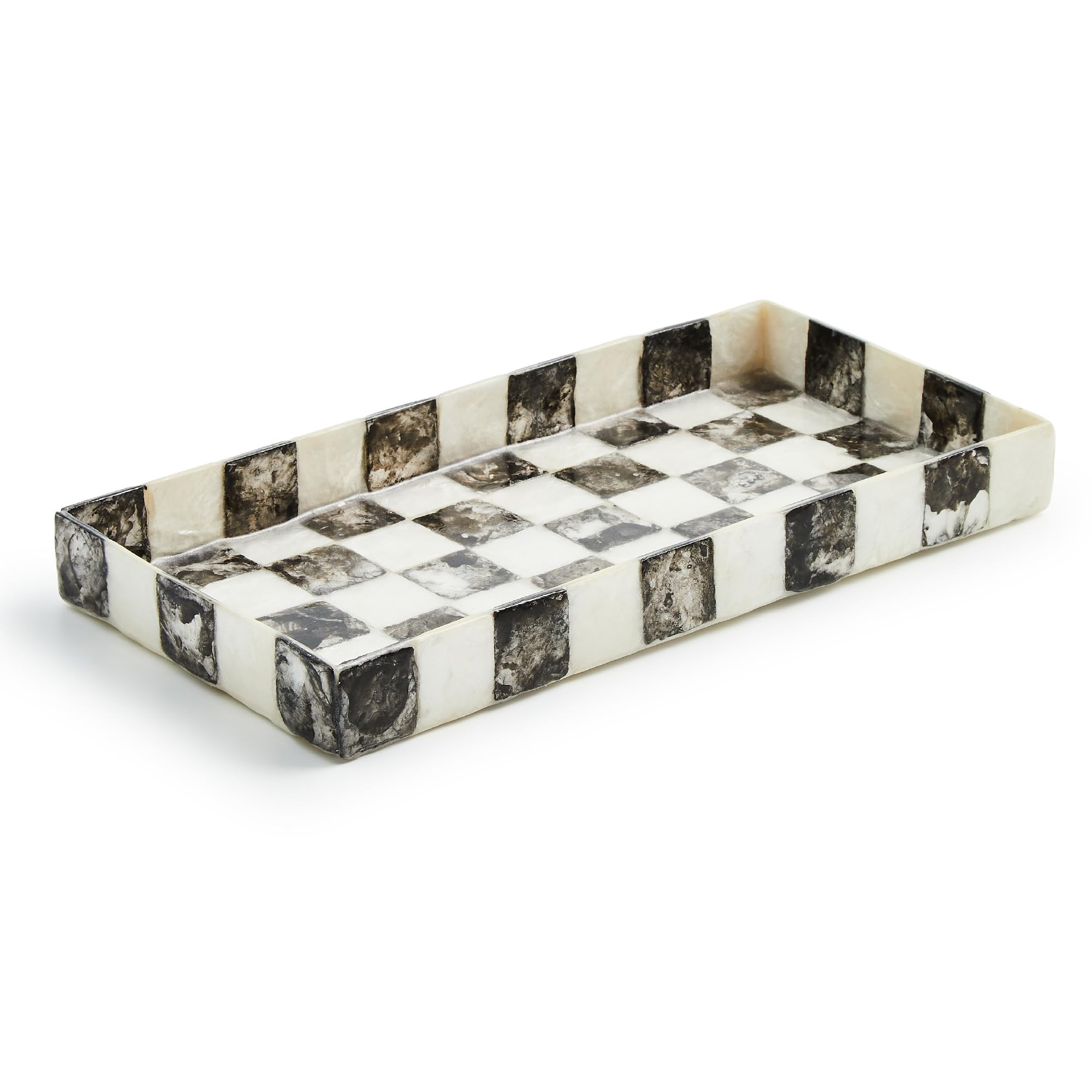 MACKENZIE-CHILDS Capiz Vanity Tray, Rectangular Tray Decor, Black-and-White Courtly Check | Amazon (US)