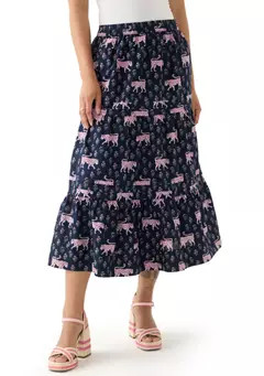 Crown & Ivy™ Plus Size Pleated Printed Midi Skirt | Belk
