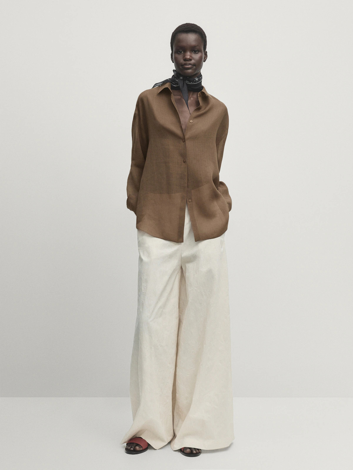 Ramie blend plain shirt | Massimo Dutti US