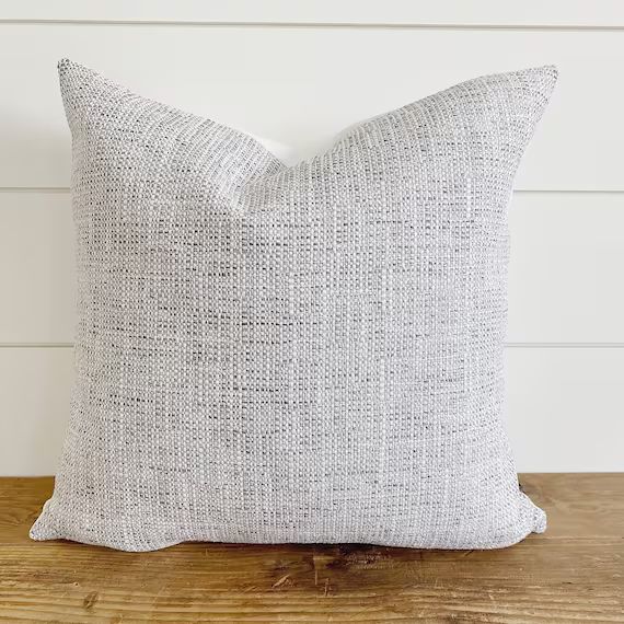 ASHER || Indoor/Outdoor Gray Woven Pillow Cover Outdoor Pillow • Waterproof Pillow • Outdoor ... | Etsy (US)