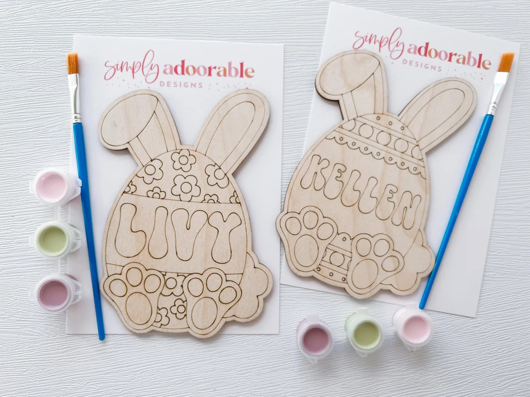 DIY Easter Egg Paint Kit, Personalized Easter DIY Craft, Wood Easter Egg DIY Paint Kit, Kids Craf... | Etsy (US)
